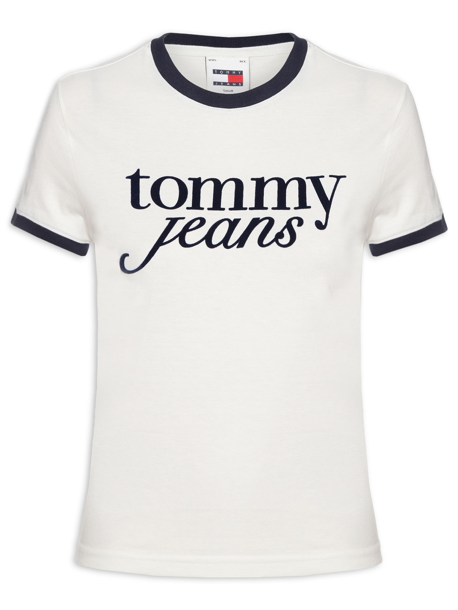 Blusa Feminina Tjw Slim Sh Script Ringr Tee Ext Branco Tommy Jeans