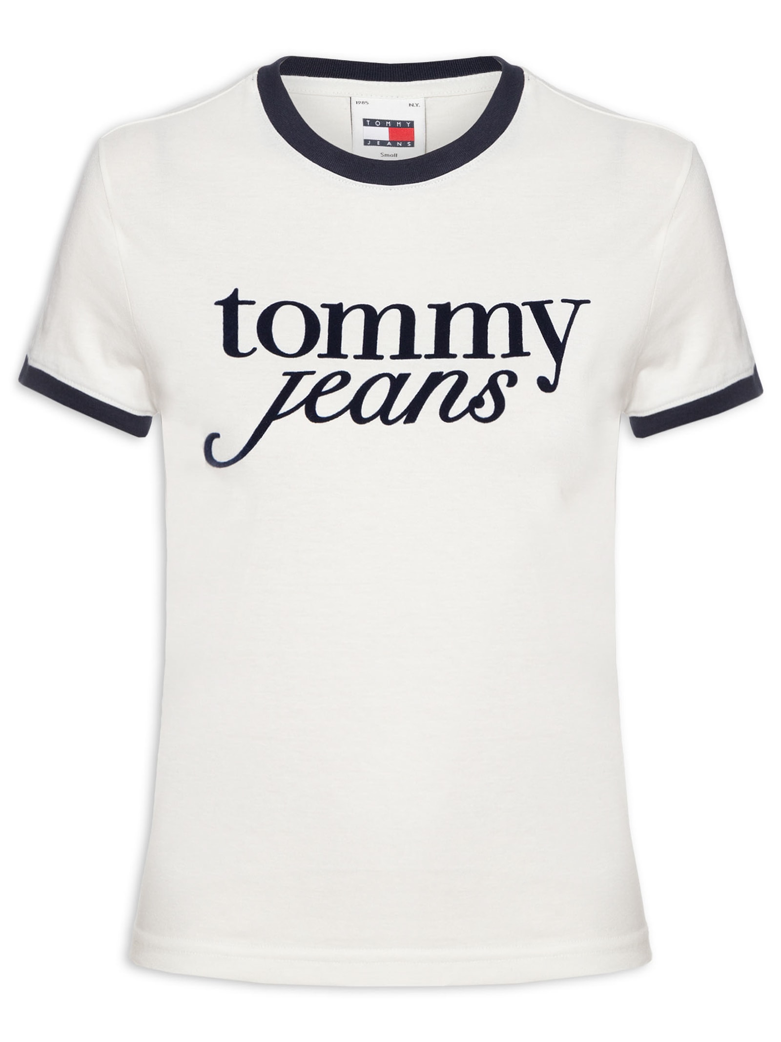 Blusa Feminina Tjw Slim Sh Script Ringr Tee Ext Branco Tommy Jeans