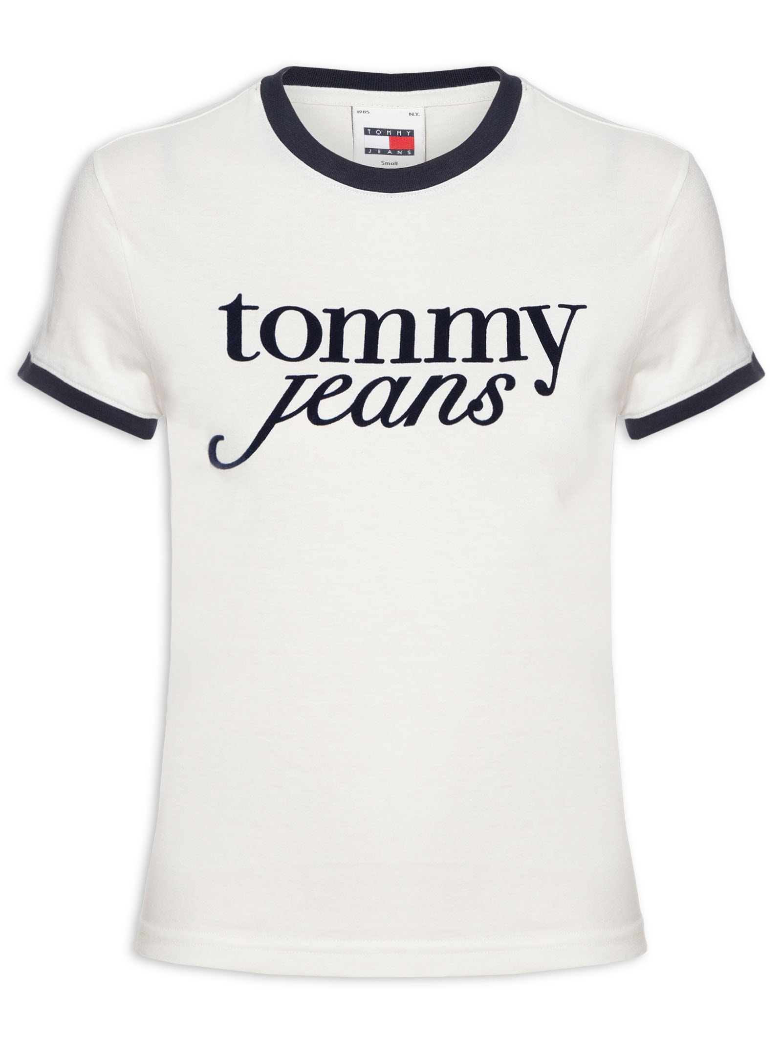 Blusa Feminina Tjw Slim Sh Script Ringr Tee Ext Branco Tommy Jeans