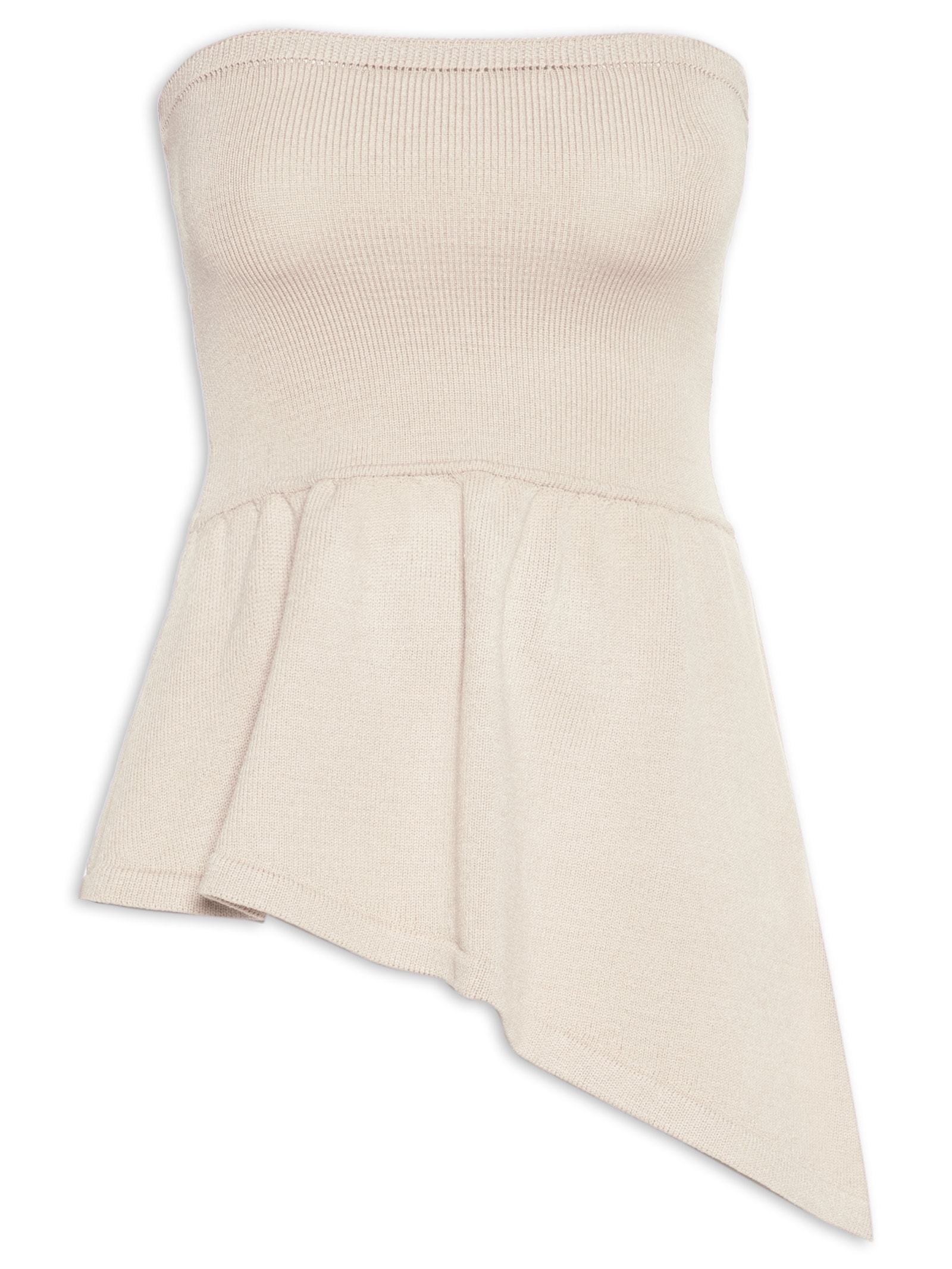 Blusa Feminina Tomara Que Caia Assimétrica Bege Market 33