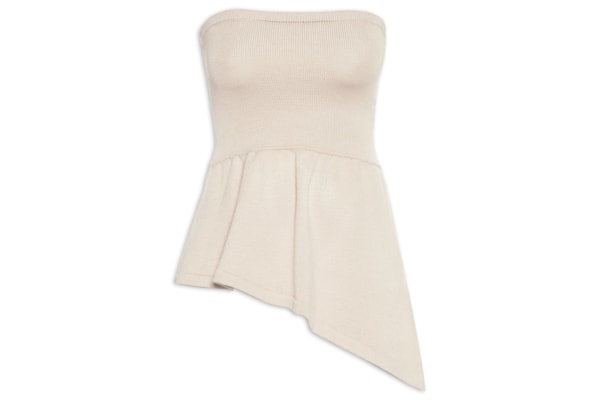 Blusa Feminina Tomara Que Caia Assimétrica - Bege