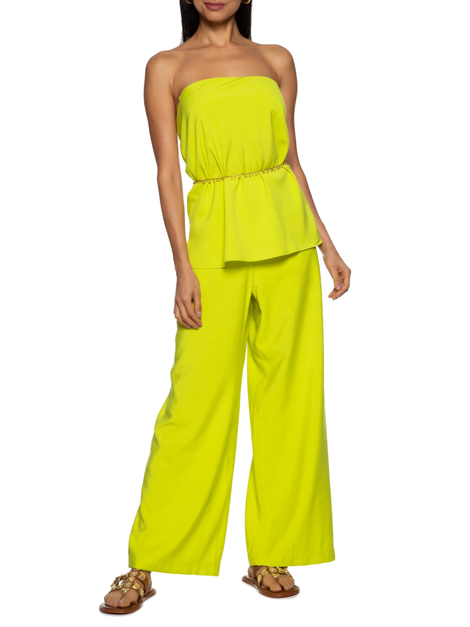 Blusa Feminina Tomara Que Caia Viscose Cupro Verde Cantão