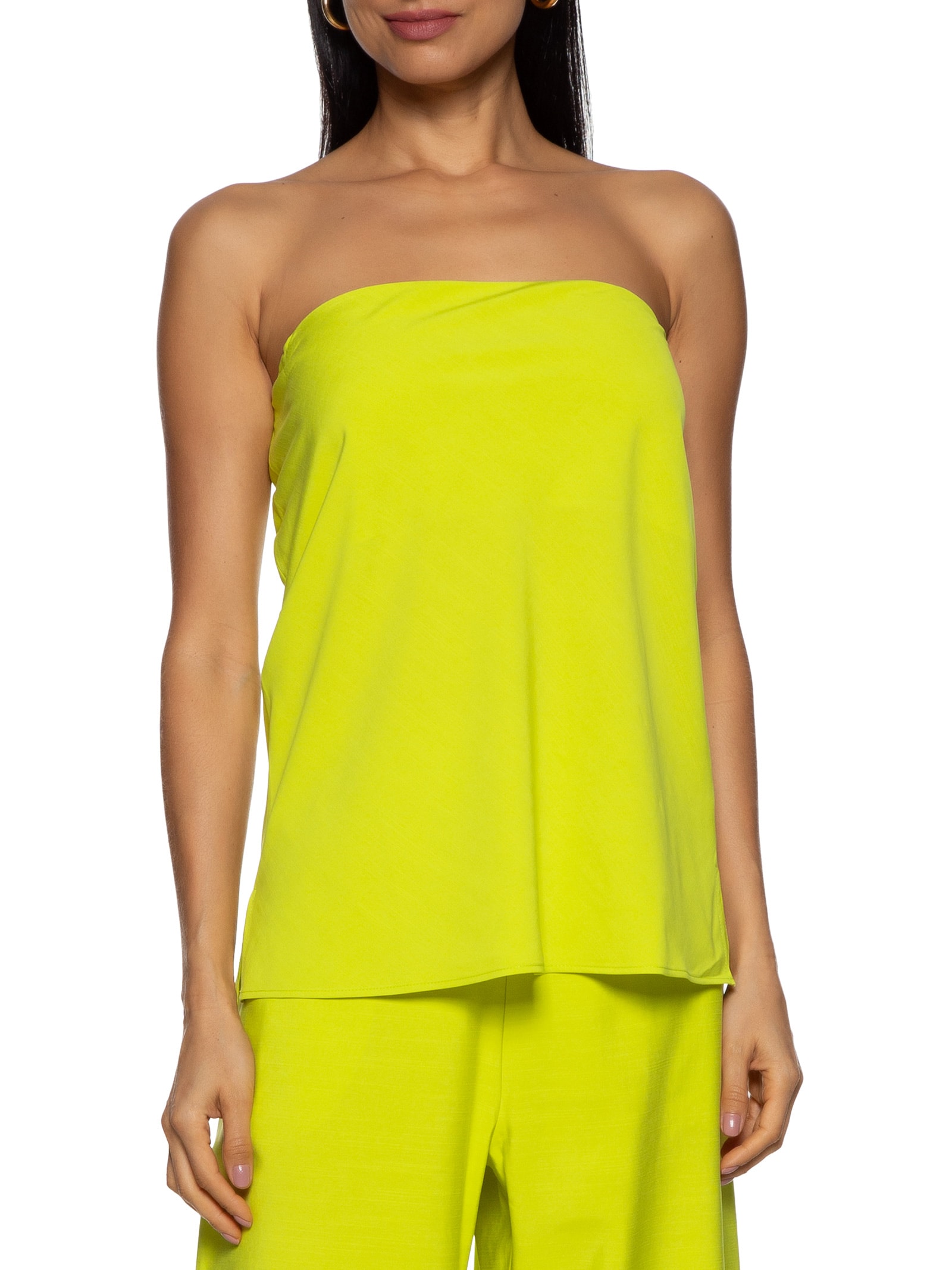 Blusa Feminina Tomara Que Caia Viscose Cupro Verde Cantão