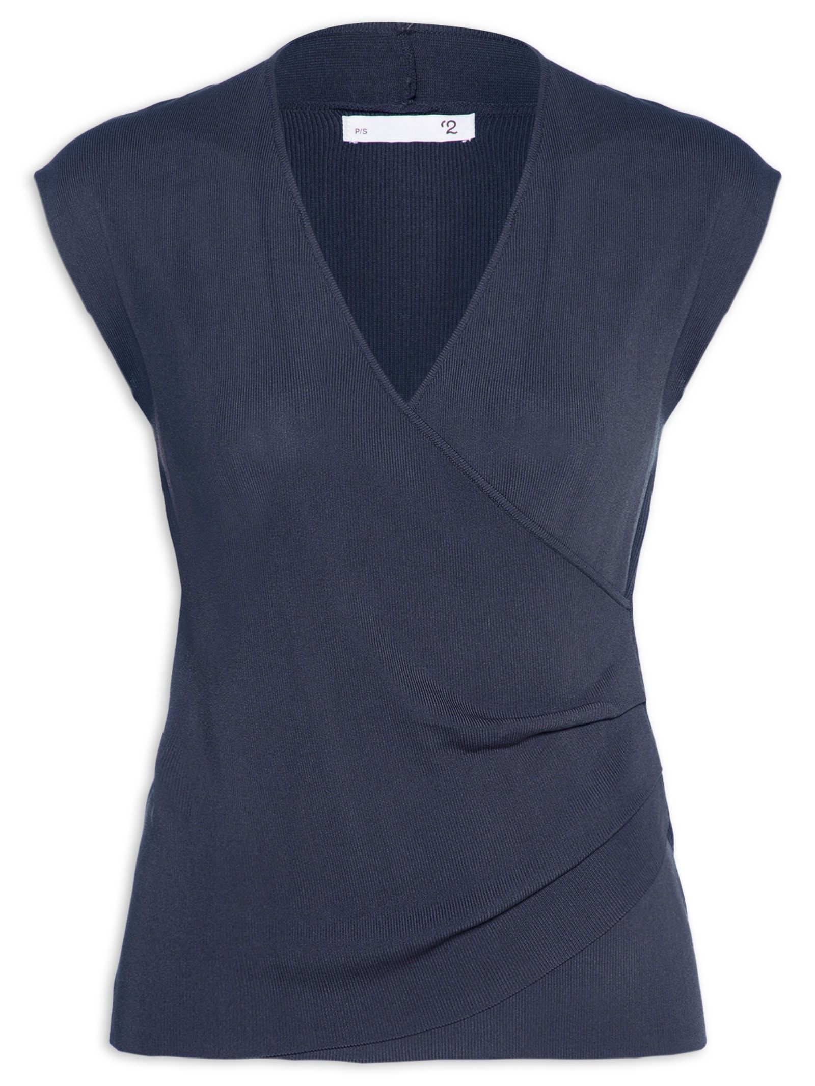 Blusa Feminina Transpassada Em Tricot Azul '2Essential