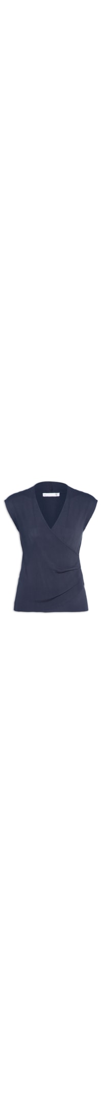 Blusa Feminina Transpassada Em Tricot - Azul