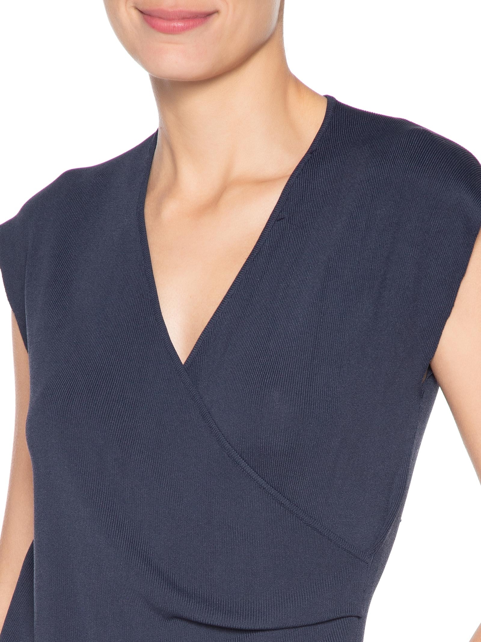 Blusa Feminina Transpassada Em Tricot Azul '2Essential