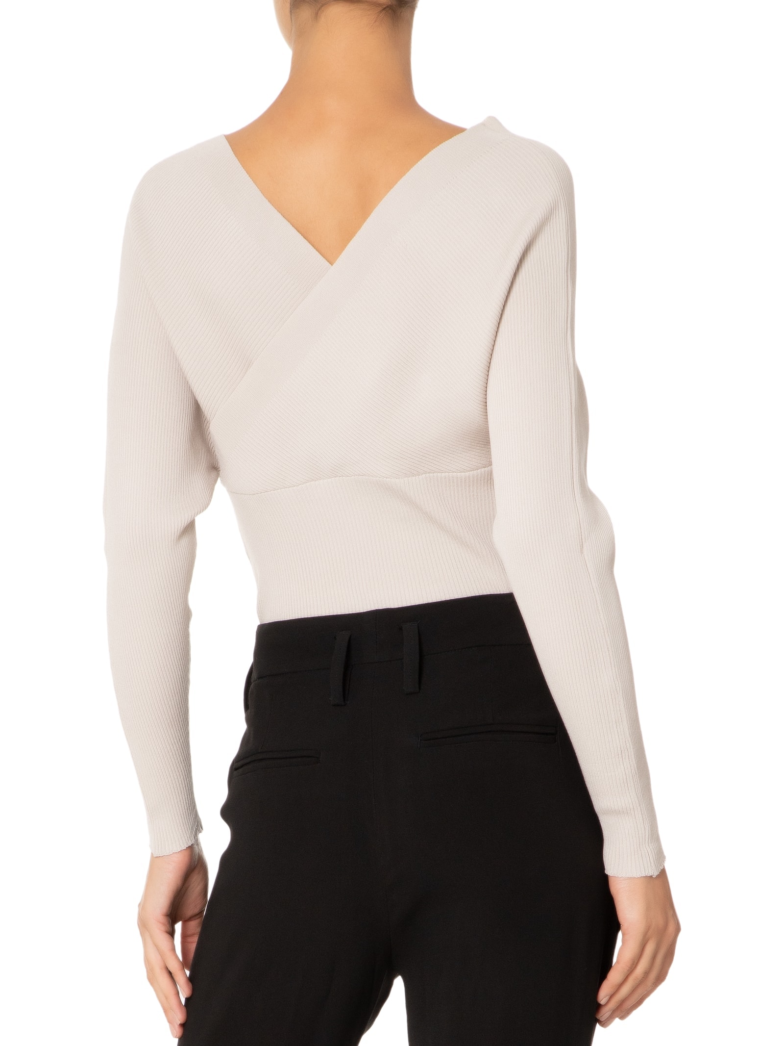 Blusa Feminina Transpassada Em Tricot Bege '2Essential