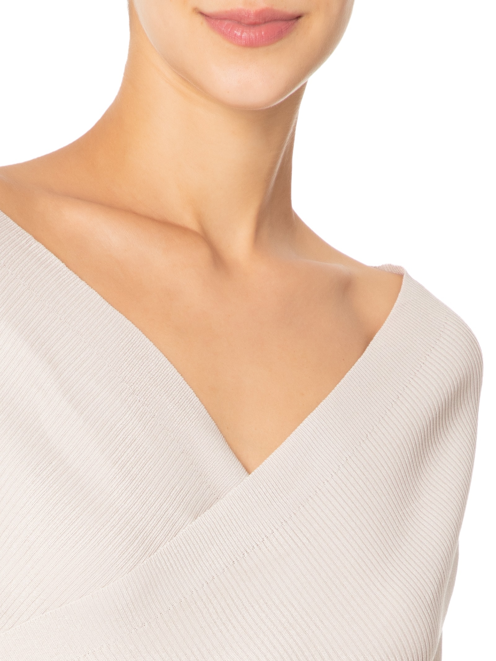 Blusa Feminina Transpassada Em Tricot Bege '2Essential