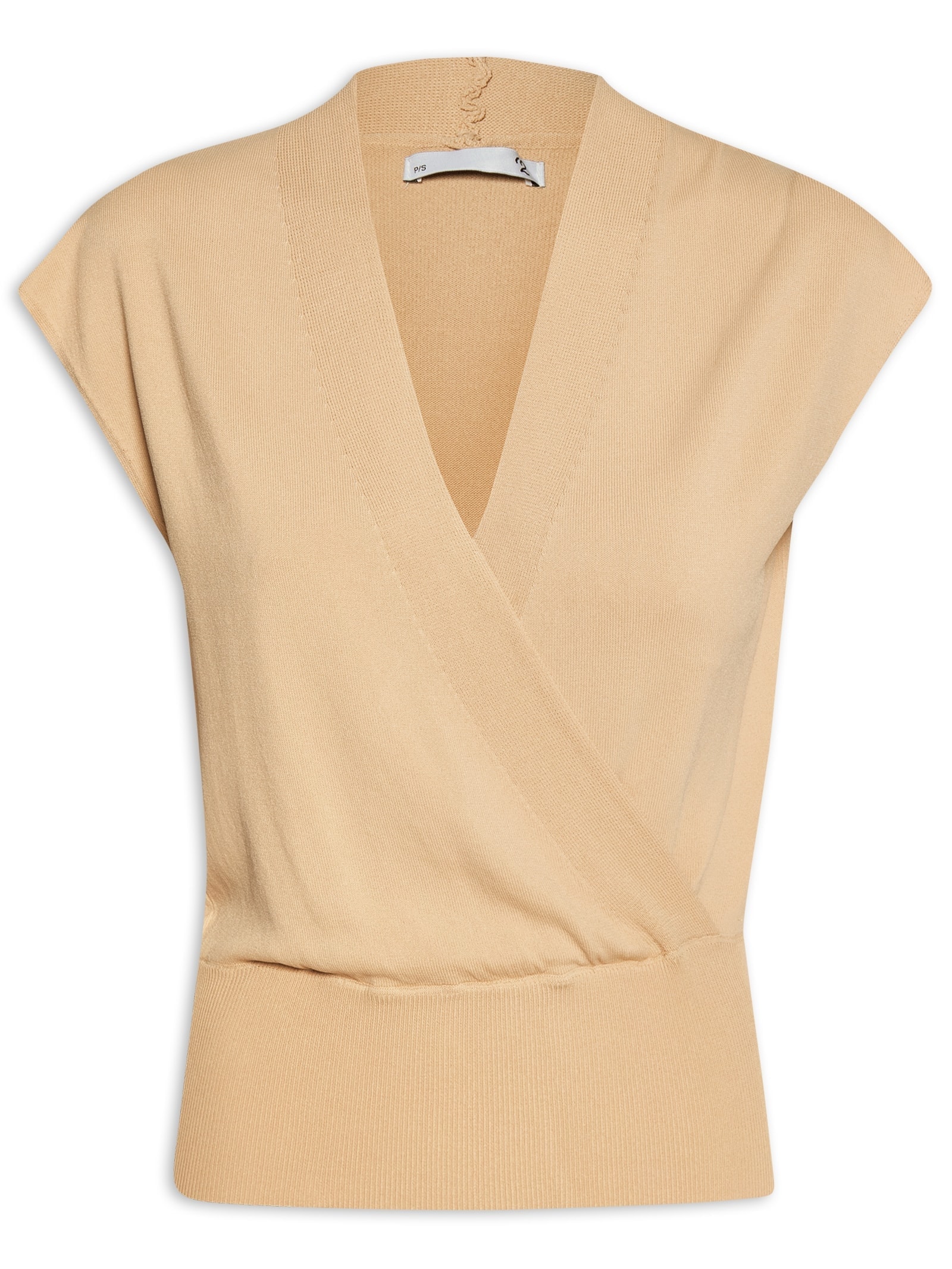 Blusa Feminina Transpassada Em Tricot Bege '2Essential