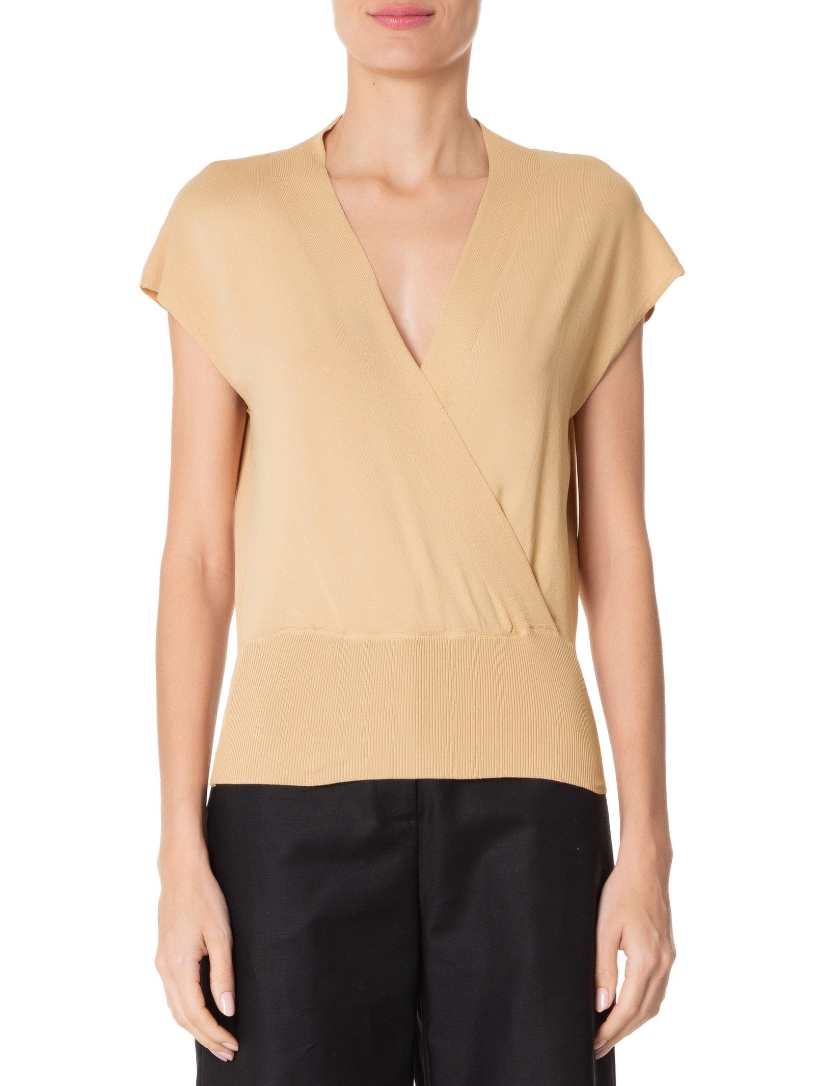 Blusa Feminina Transpassada Em Tricot Bege '2Essential