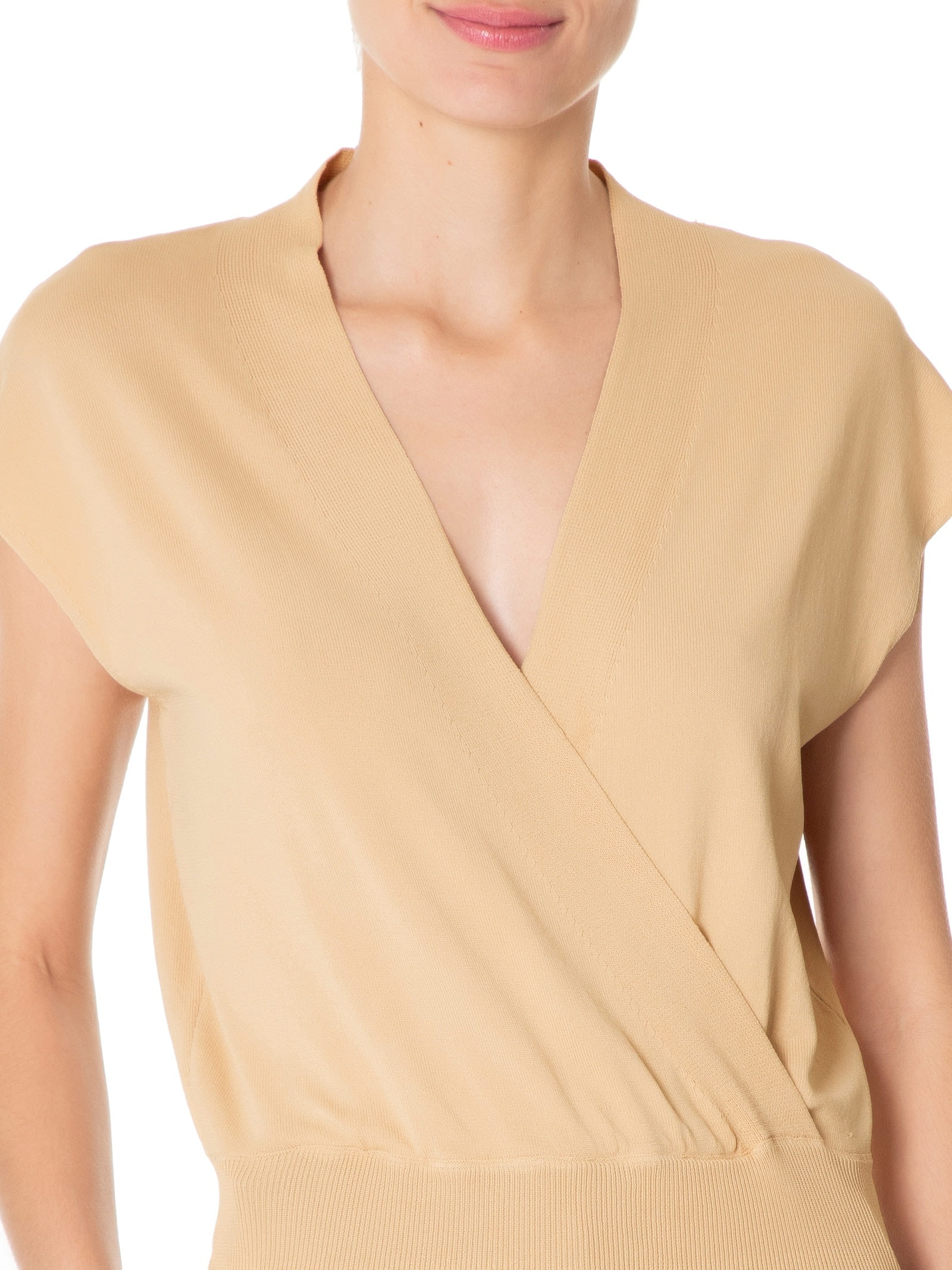 Blusa Feminina Transpassada Em Tricot Bege '2Essential