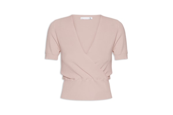 Blusa Feminina Transpassada Em Tricot - Bege