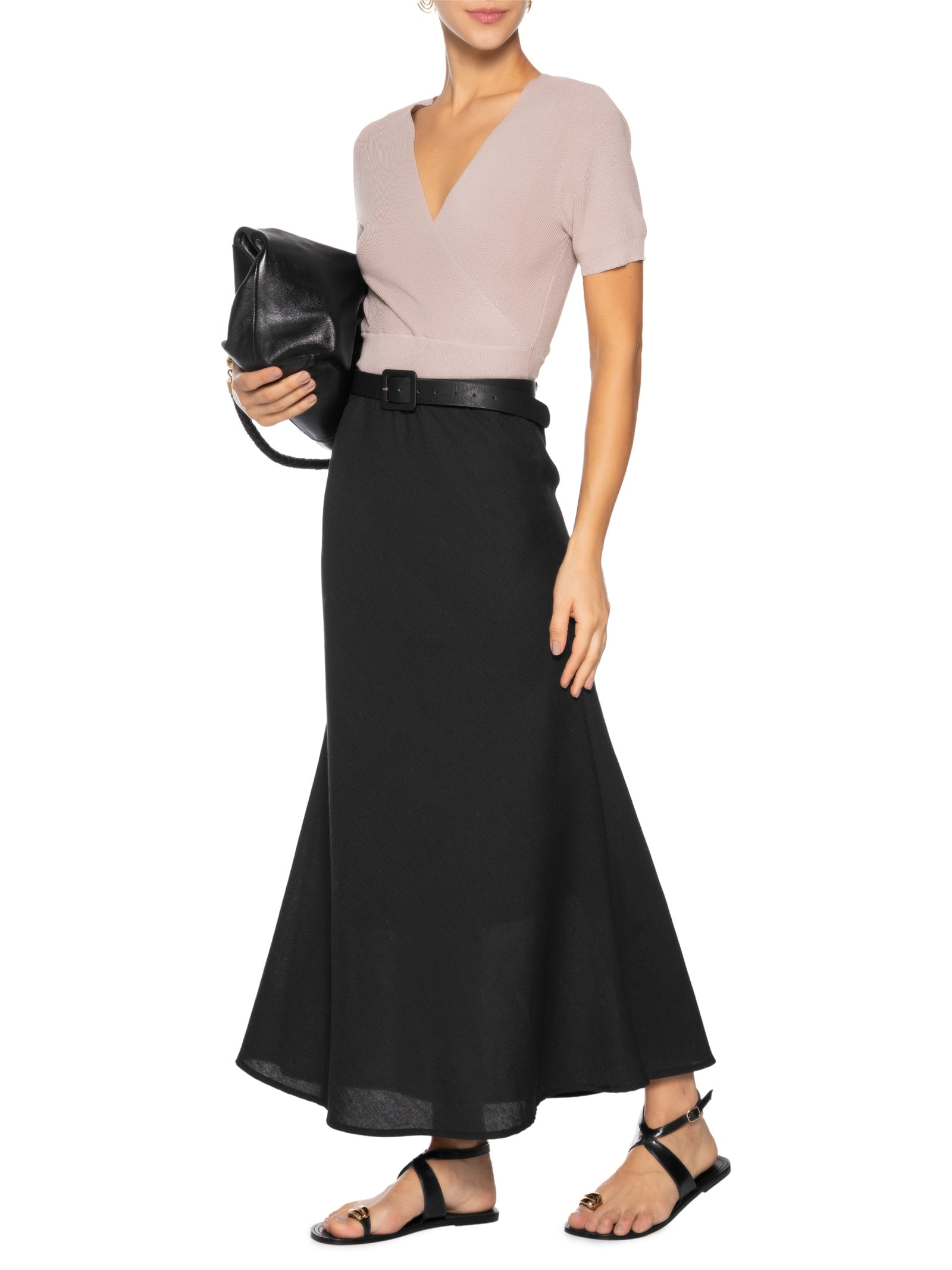 Blusa Feminina Transpassada Em Tricot Bege '2Essential