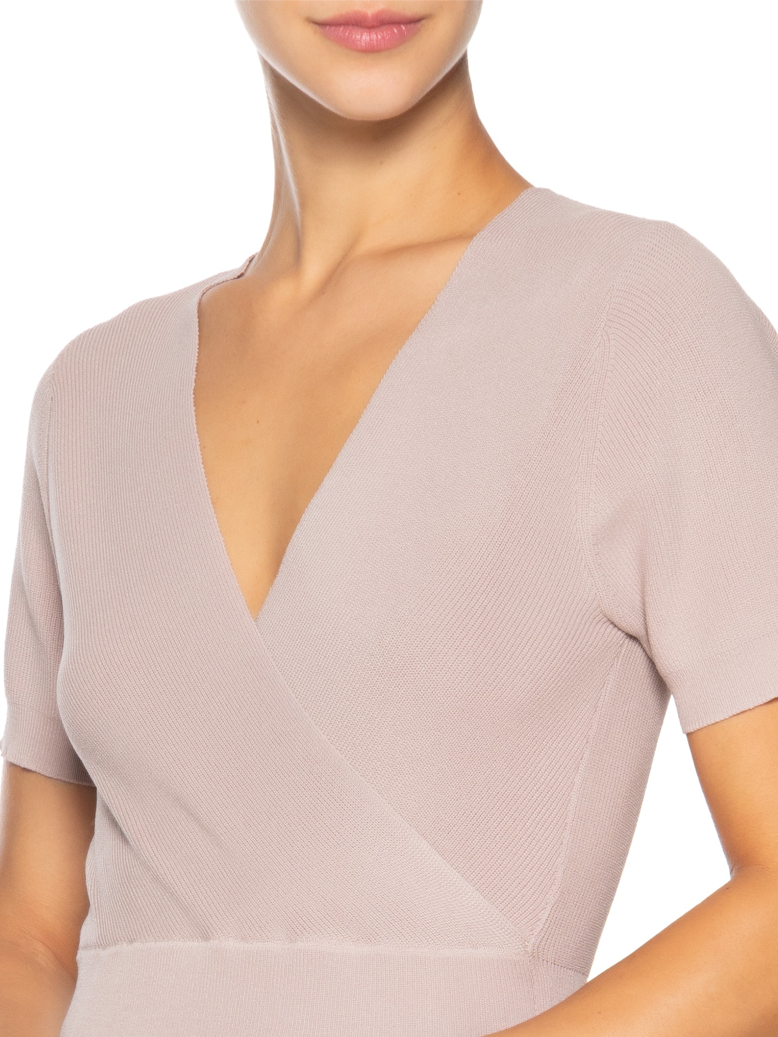 Blusa Feminina Transpassada Em Tricot Bege '2Essential