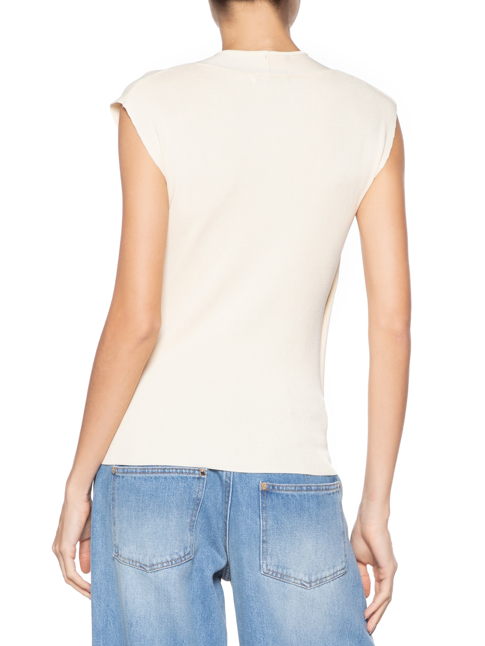 Blusa Feminina Transpassada Em Tricot Bege '2Essential