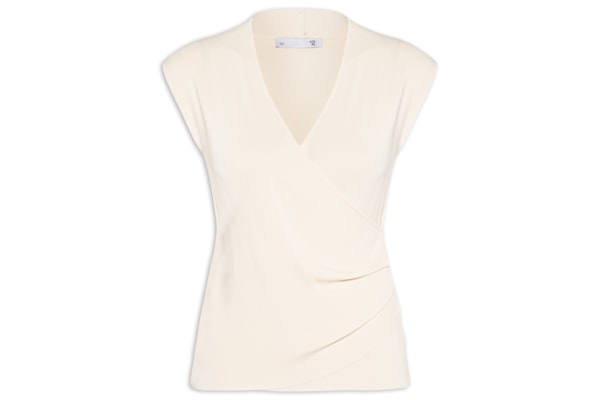 Blusa Feminina Transpassada Em Tricot - Bege