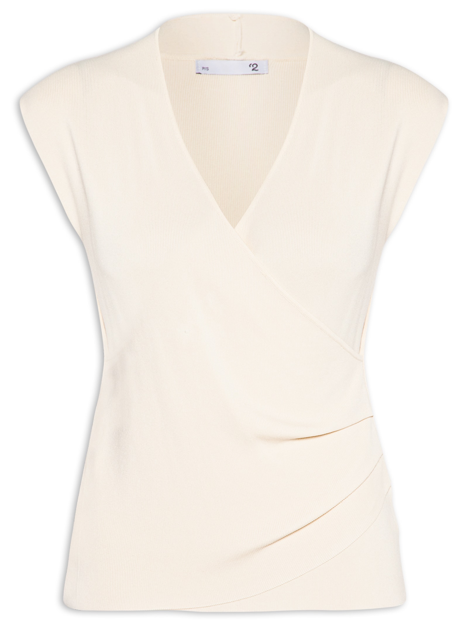 Blusa Feminina Transpassada Em Tricot Bege '2Essential