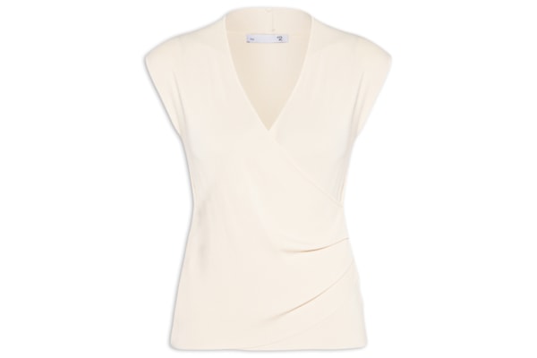 Blusa Feminina Transpassada Em Tricot - Bege