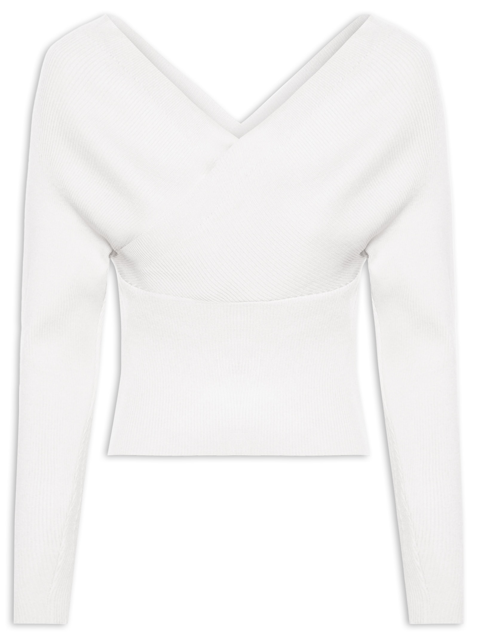 Blusa Feminina Transpassada Em Tricot Branco '2Essential