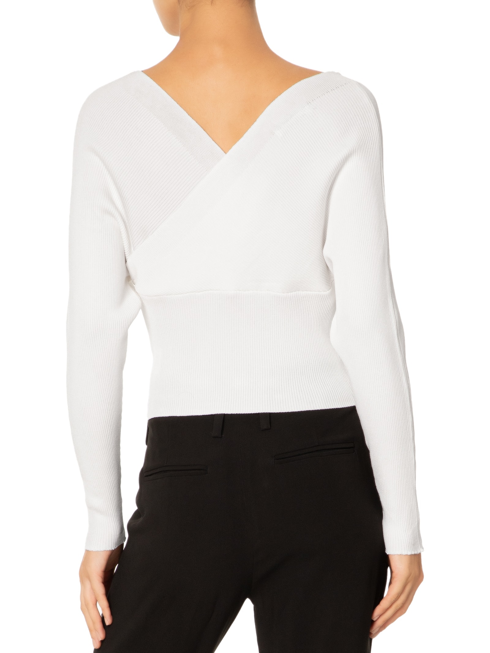 Blusa Feminina Transpassada Em Tricot Branco '2Essential