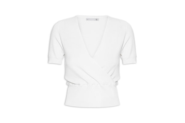 Blusa Feminina Transpassada Em Tricot - Branco