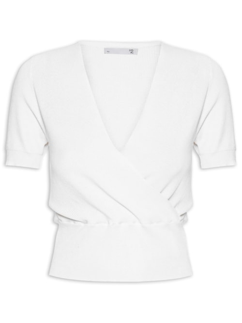 Blusa Feminina Transpassada Em Tricot – Branco