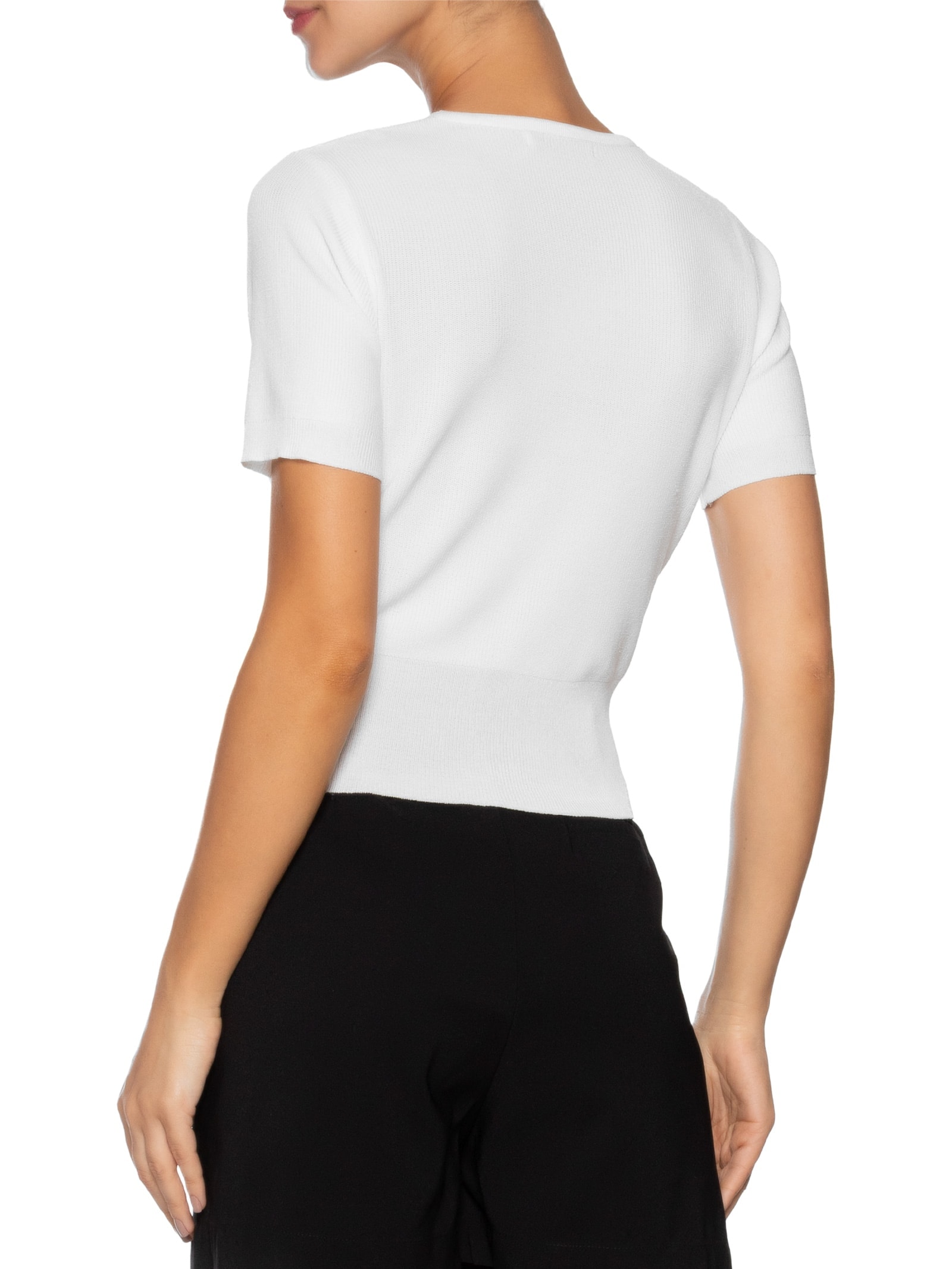 Blusa Feminina Transpassada Em Tricot Branco '2Essential