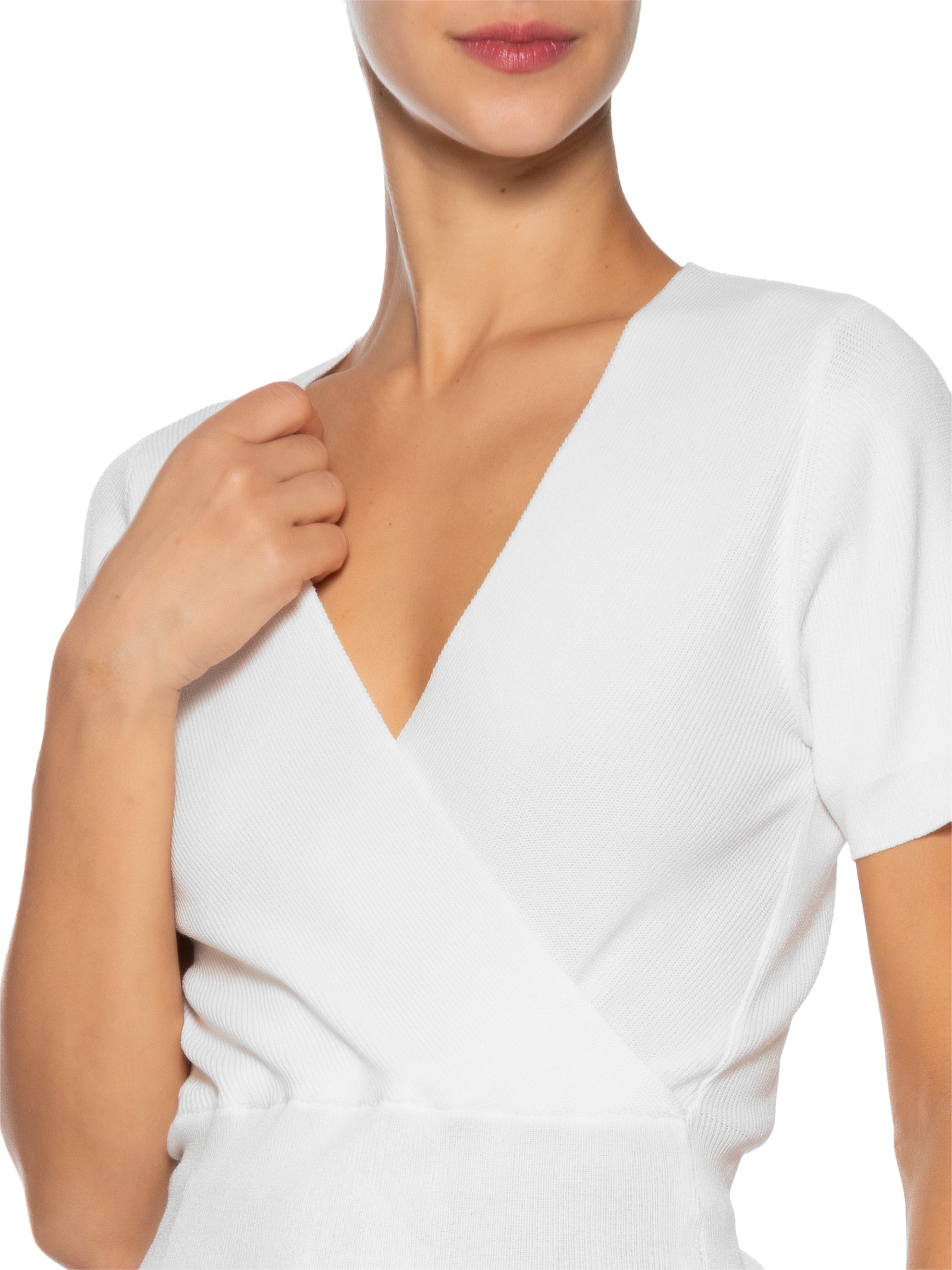 Blusa Feminina Transpassada Em Tricot Branco '2Essential