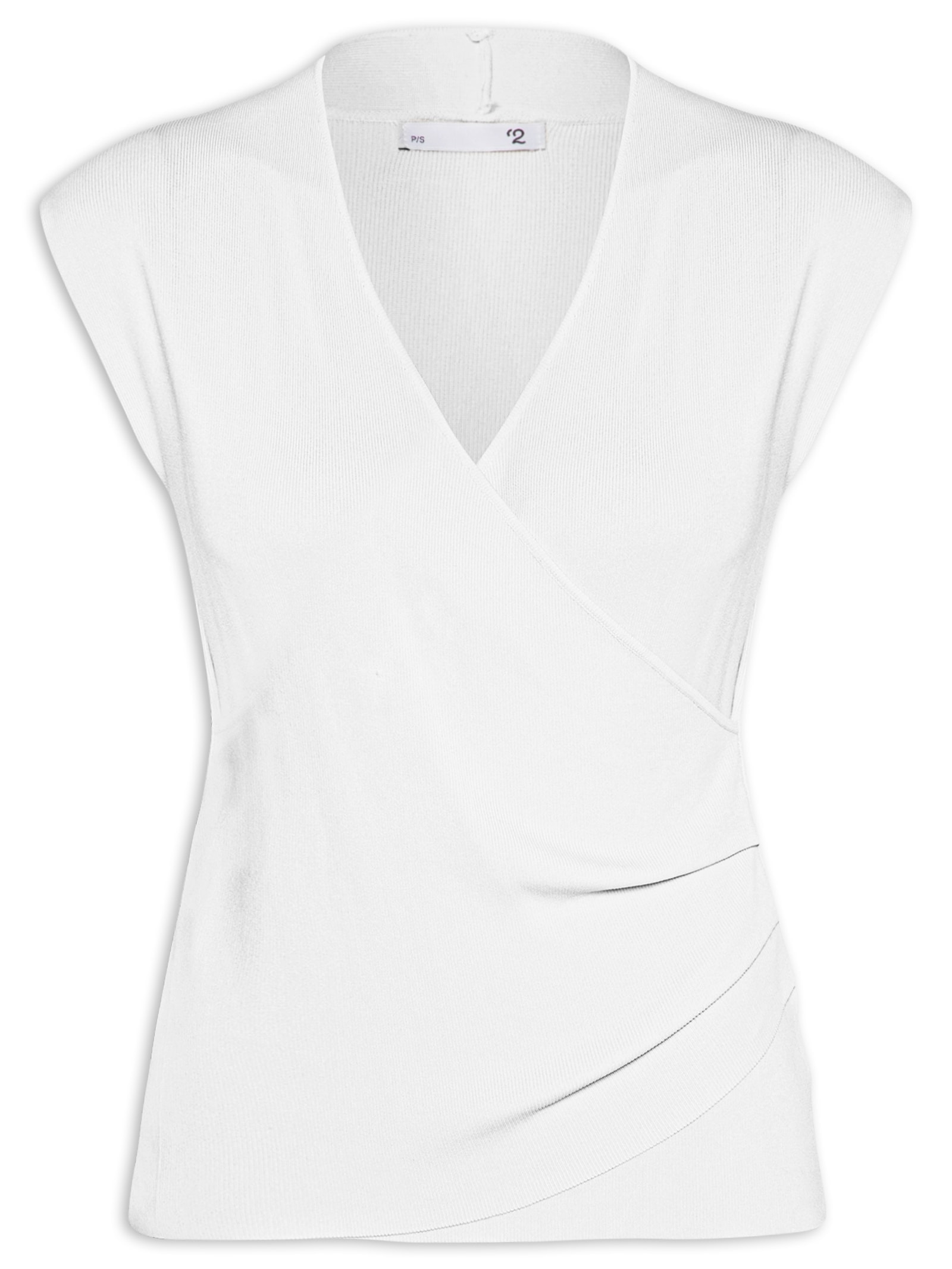 Blusa Feminina Transpassada Em Tricot Branco '2Essential