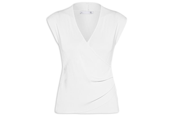 Blusa Feminina Transpassada Em Tricot - Branco