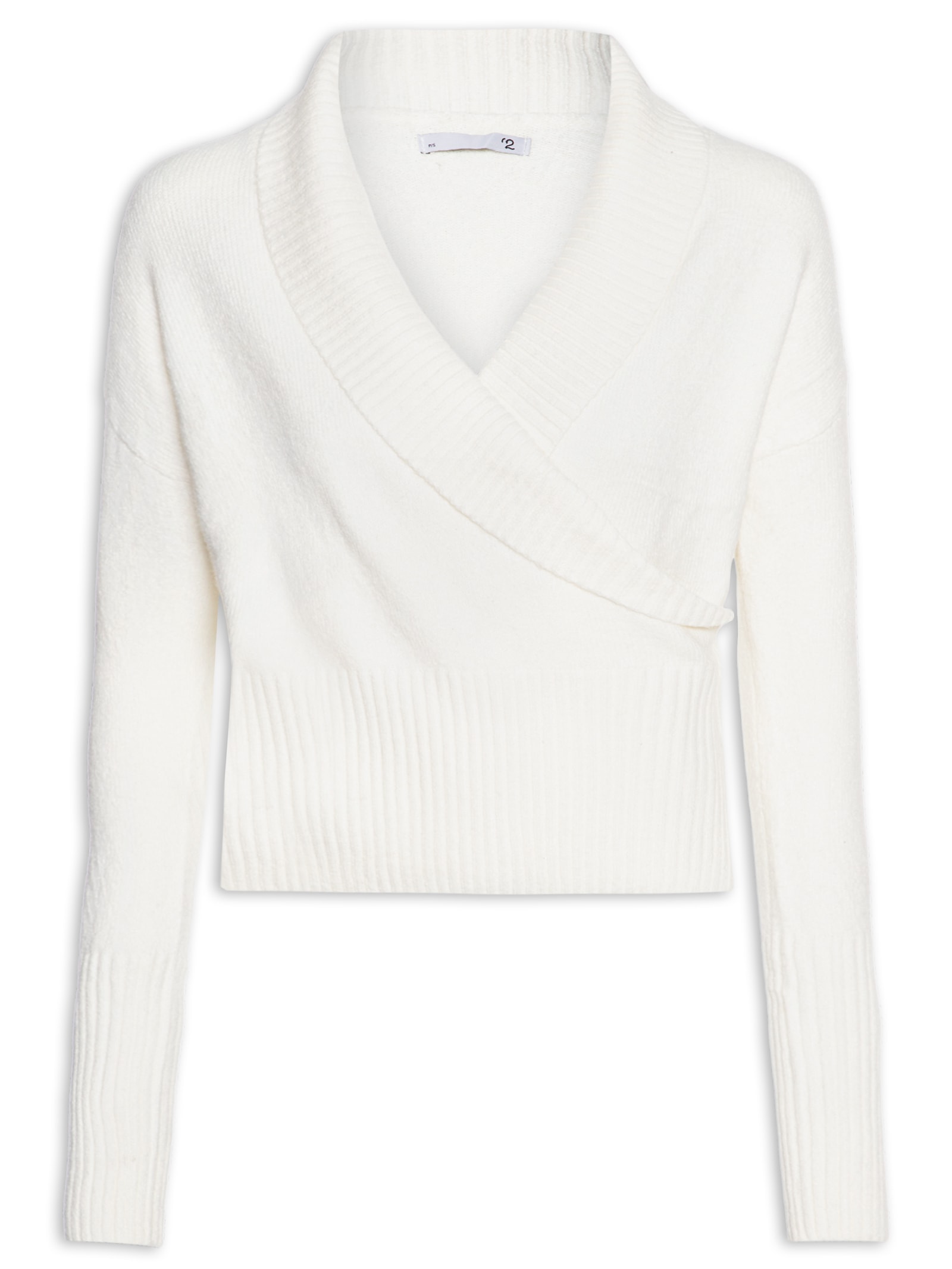 Blusa Feminina Transpassada Em Tricot Branco '2Essential
