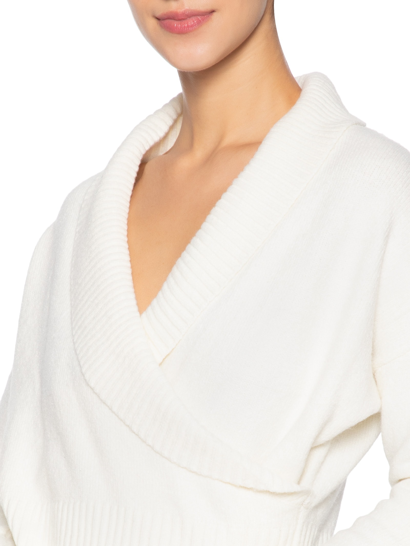 Blusa Feminina Transpassada Em Tricot Branco '2Essential