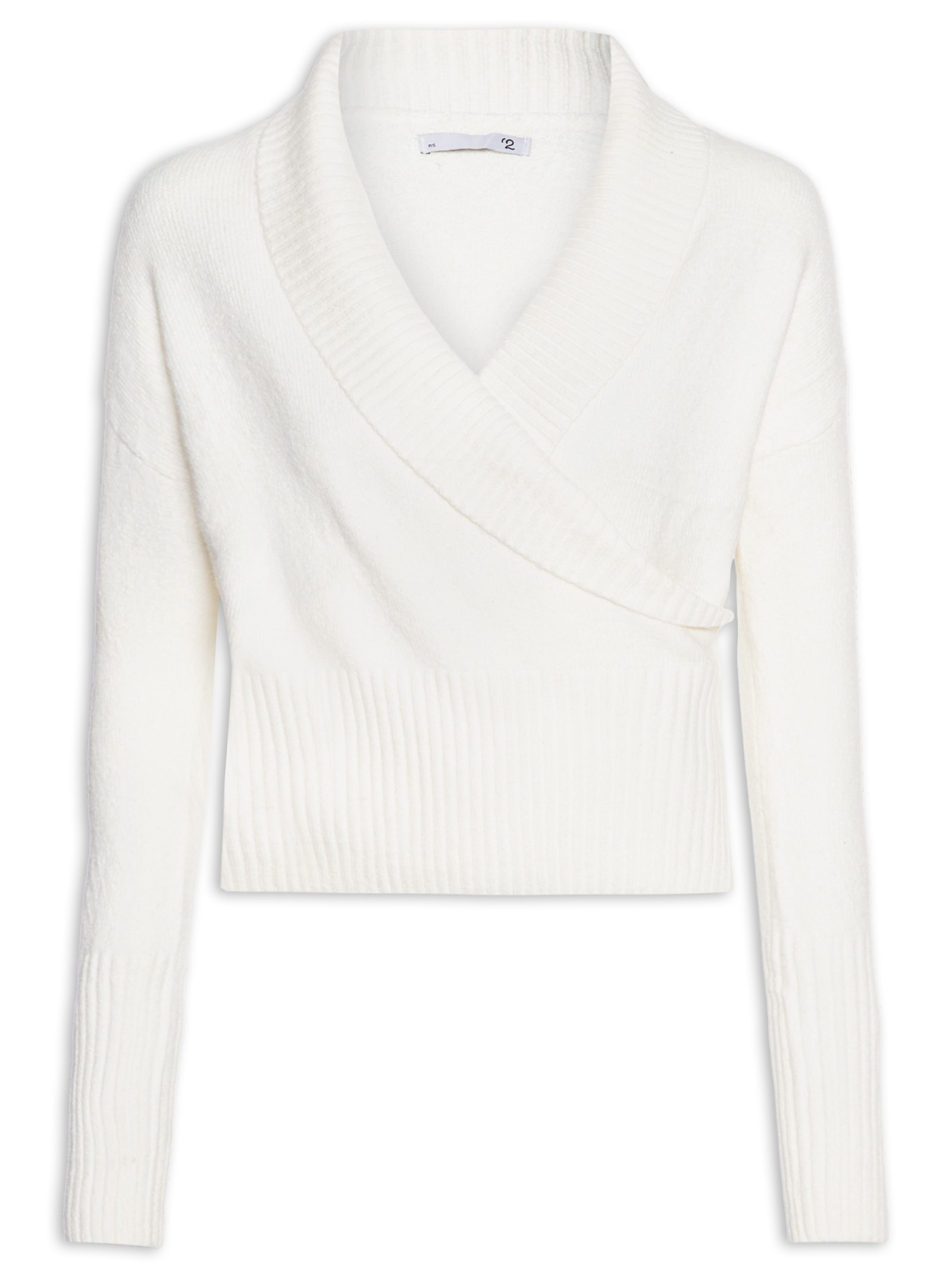 Blusa Feminina Transpassada Em Tricot Branco '2Essential