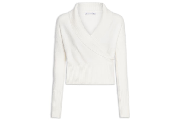 Blusa Feminina Transpassada Em Tricot - Branco
