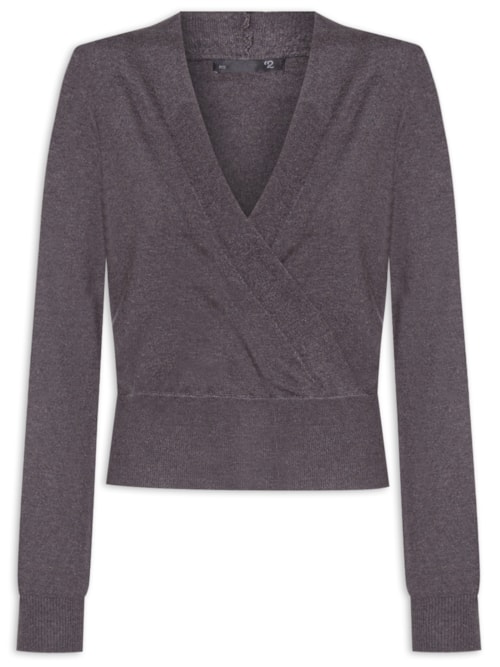 Blusa Feminina Transpassada em Tricot – Cinza