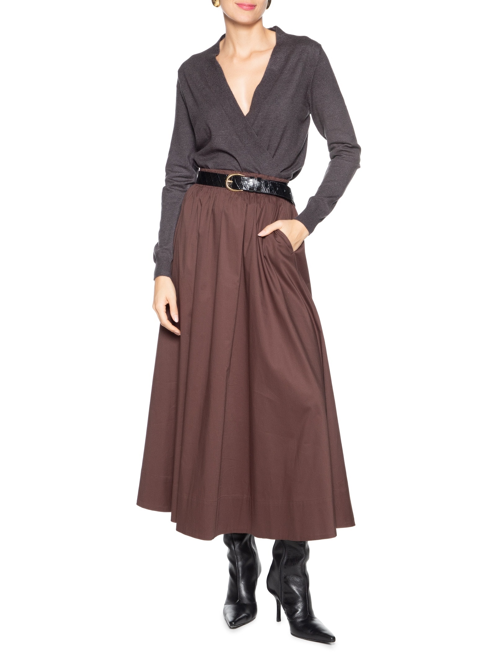 Blusa Feminina Transpassada em Tricot Cinza  '2Essential