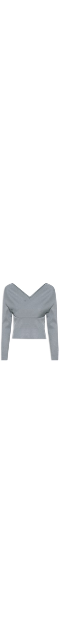Blusa Feminina Transpassada Em Tricot - Cinza