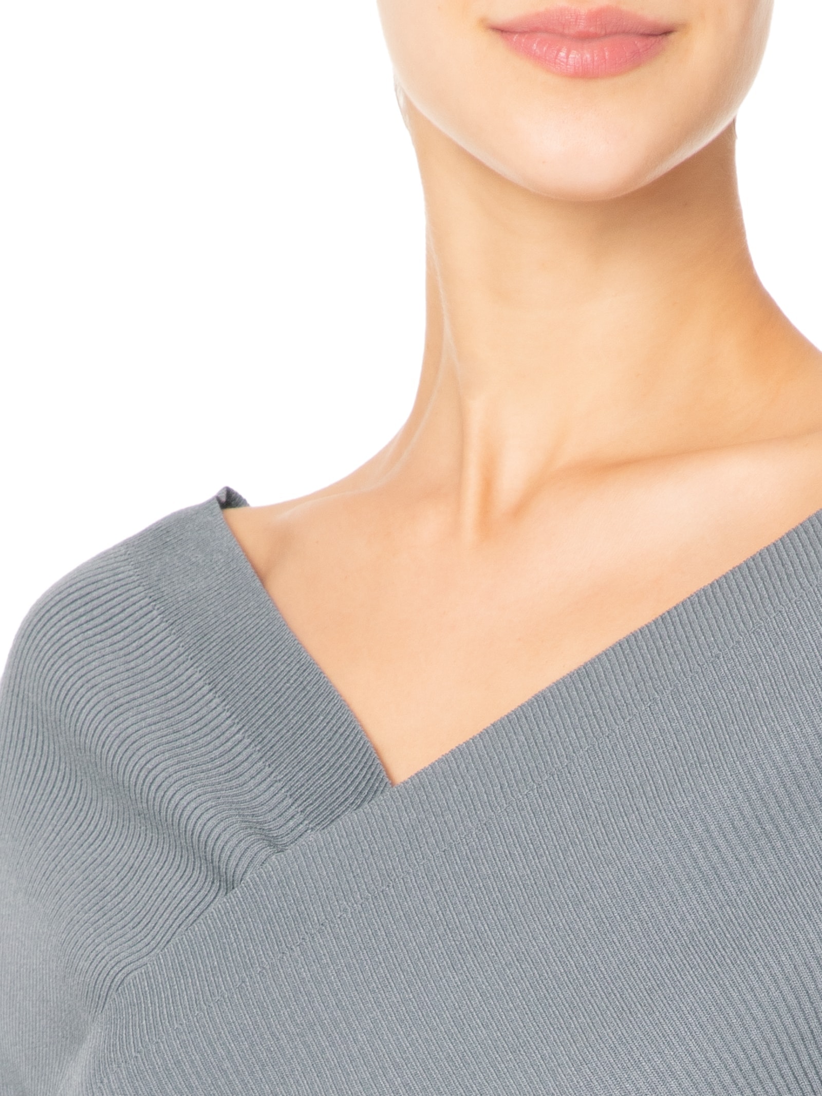 Blusa Feminina Transpassada Em Tricot Cinza '2Essential