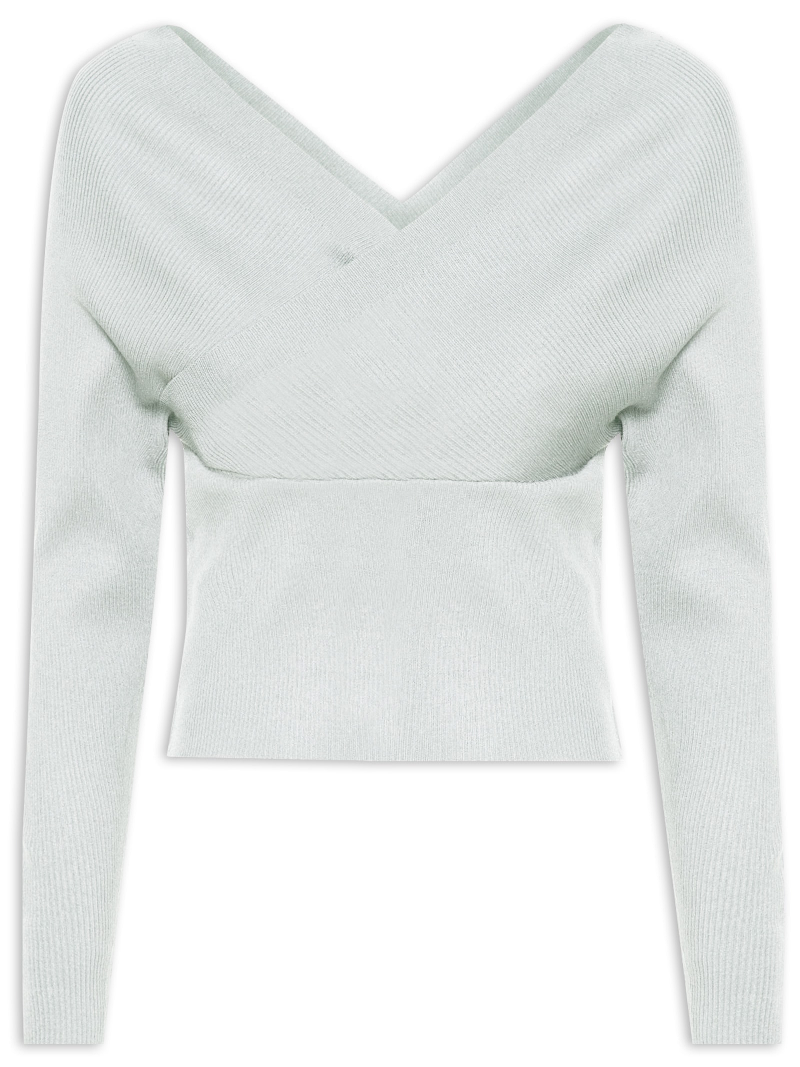 Blusa Feminina Transpassada Em Tricot Cinza '2Essential