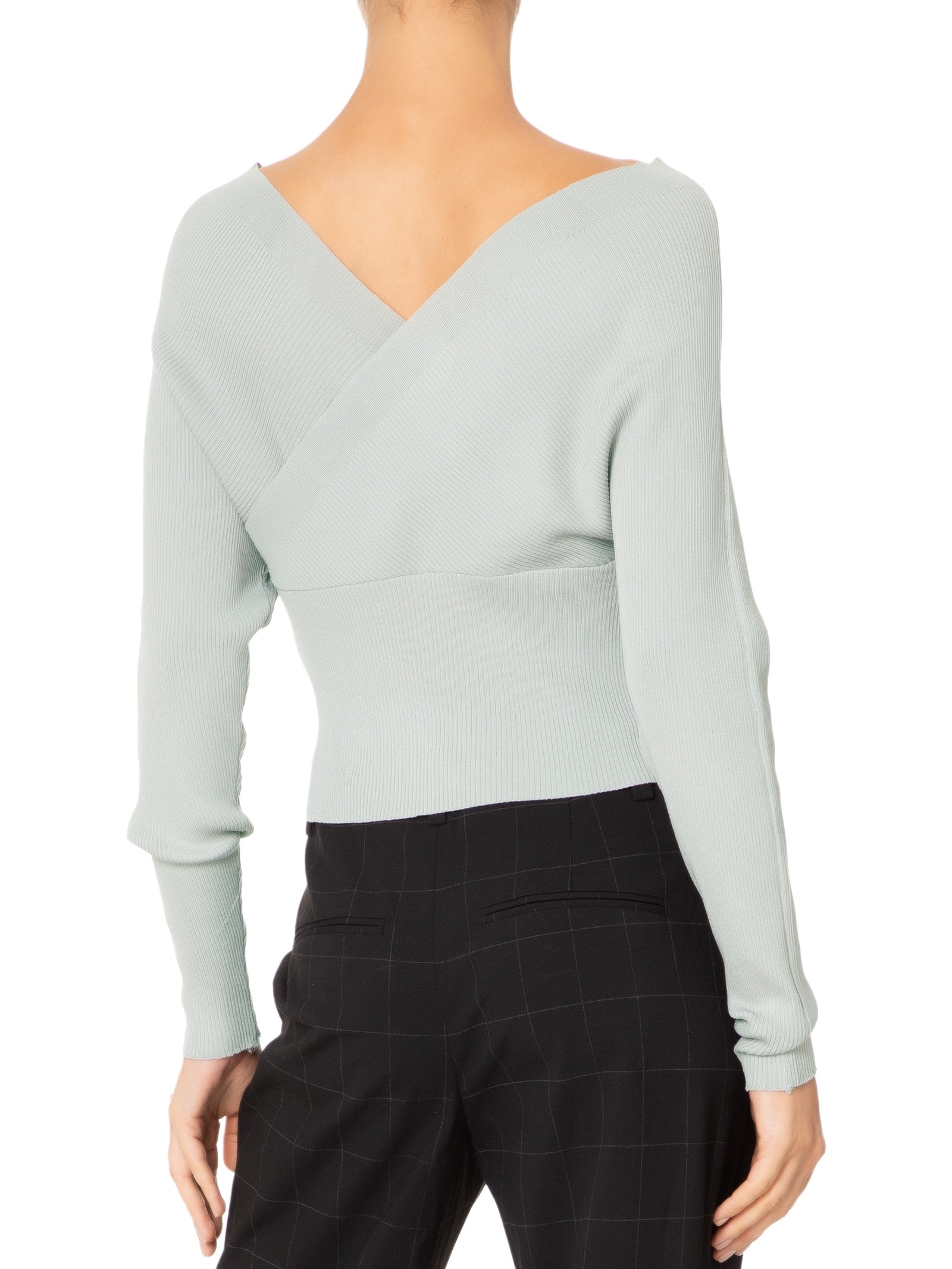 Blusa Feminina Transpassada Em Tricot Cinza '2Essential