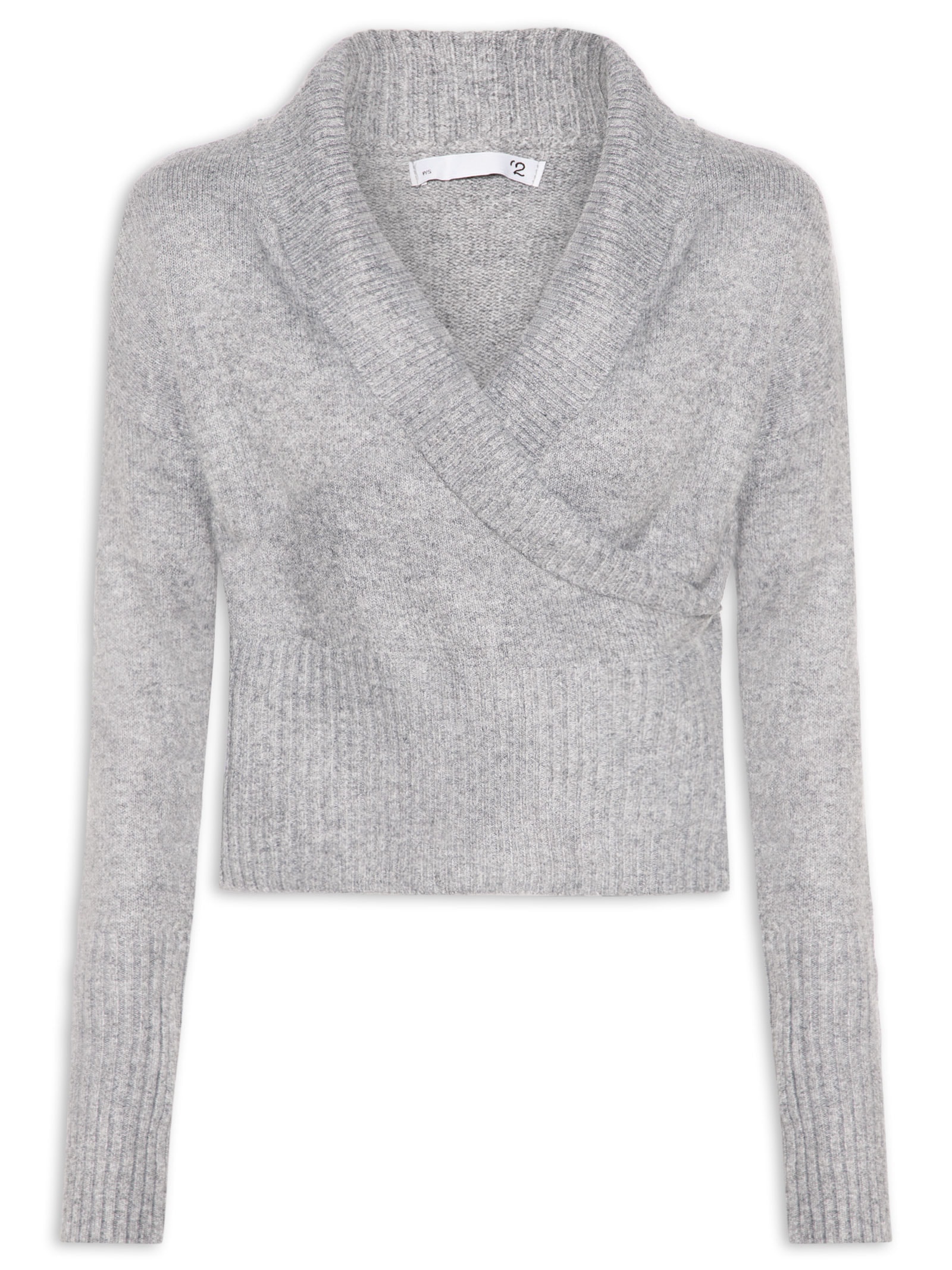 Blusa Feminina Transpassada em Tricot Cinza '2Essential