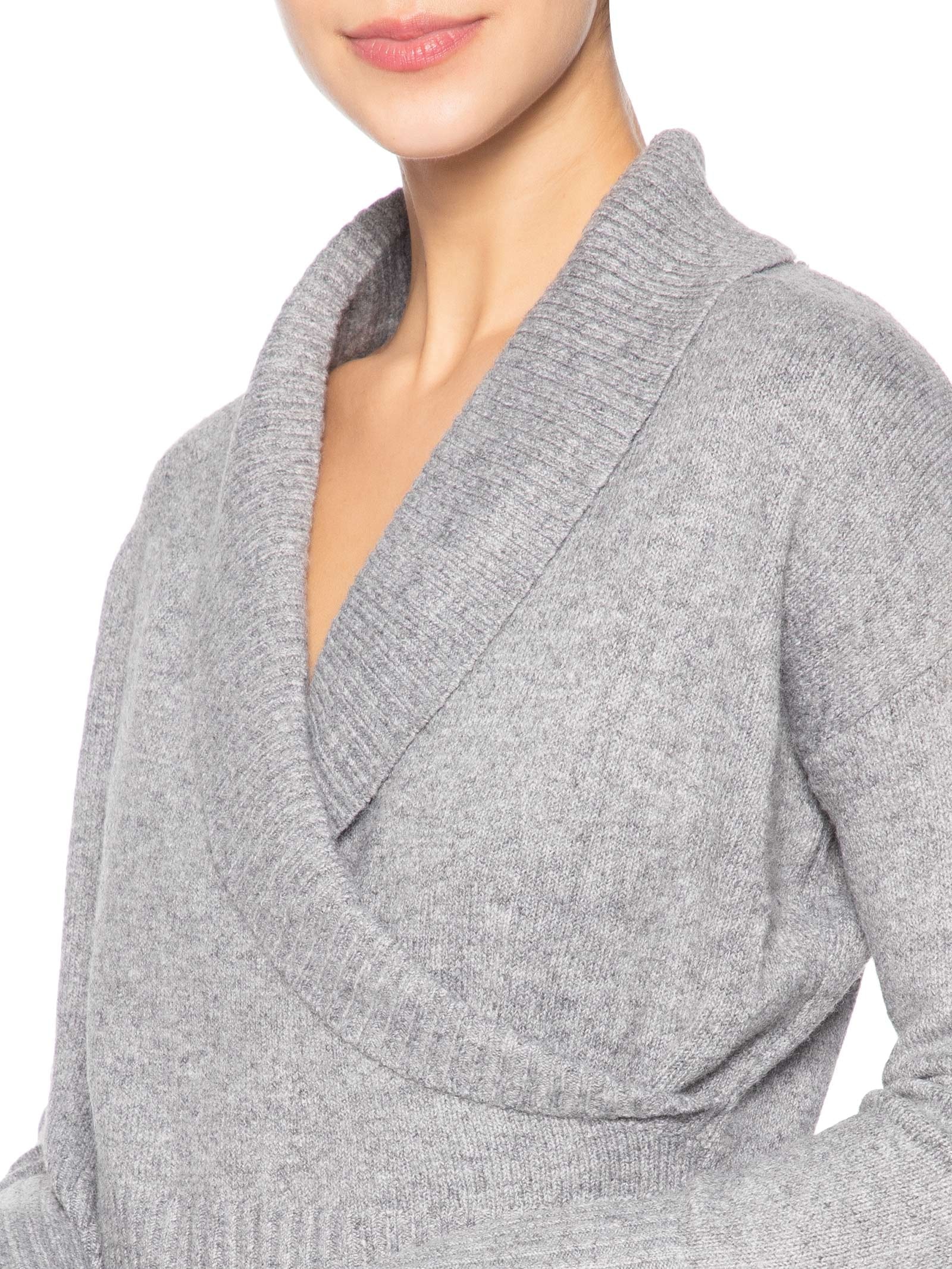 Blusa Feminina Transpassada em Tricot Cinza '2Essential