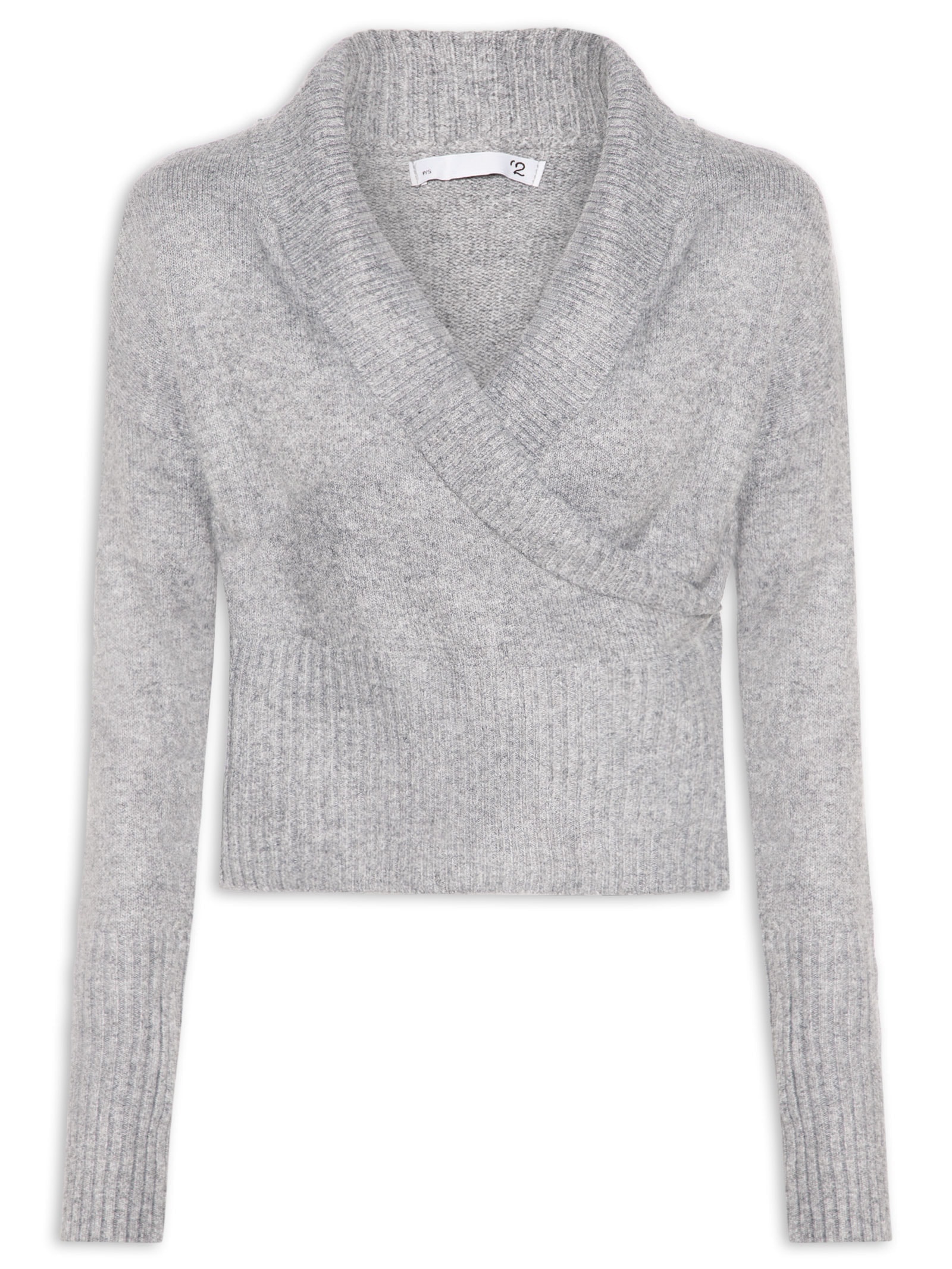 Blusa Feminina Transpassada em Tricot Cinza '2Essential