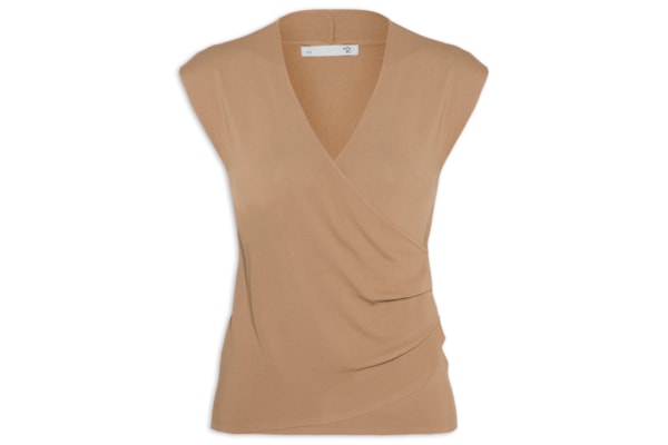 Blusa Feminina Transpassada Em Tricot - Marrom