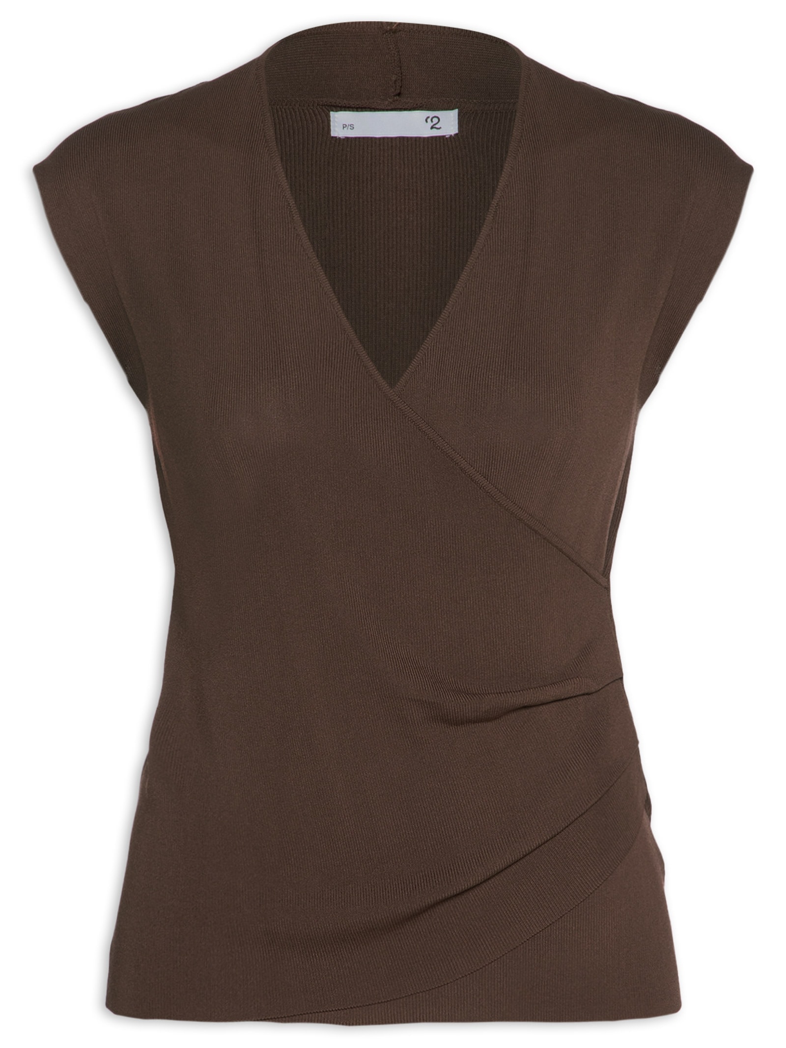 Blusa Feminina Transpassada Em Tricot Marrom '2Essential