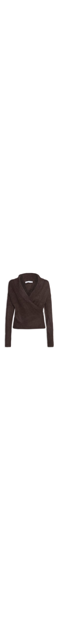 Blusa Feminina Transpassada em Tricot - Marrom