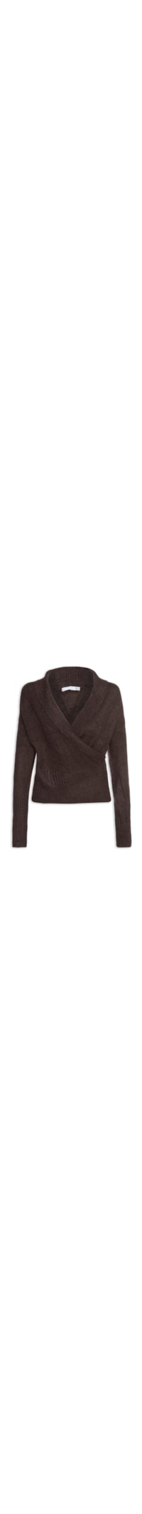 Blusa Feminina Transpassada em Tricot - Marrom