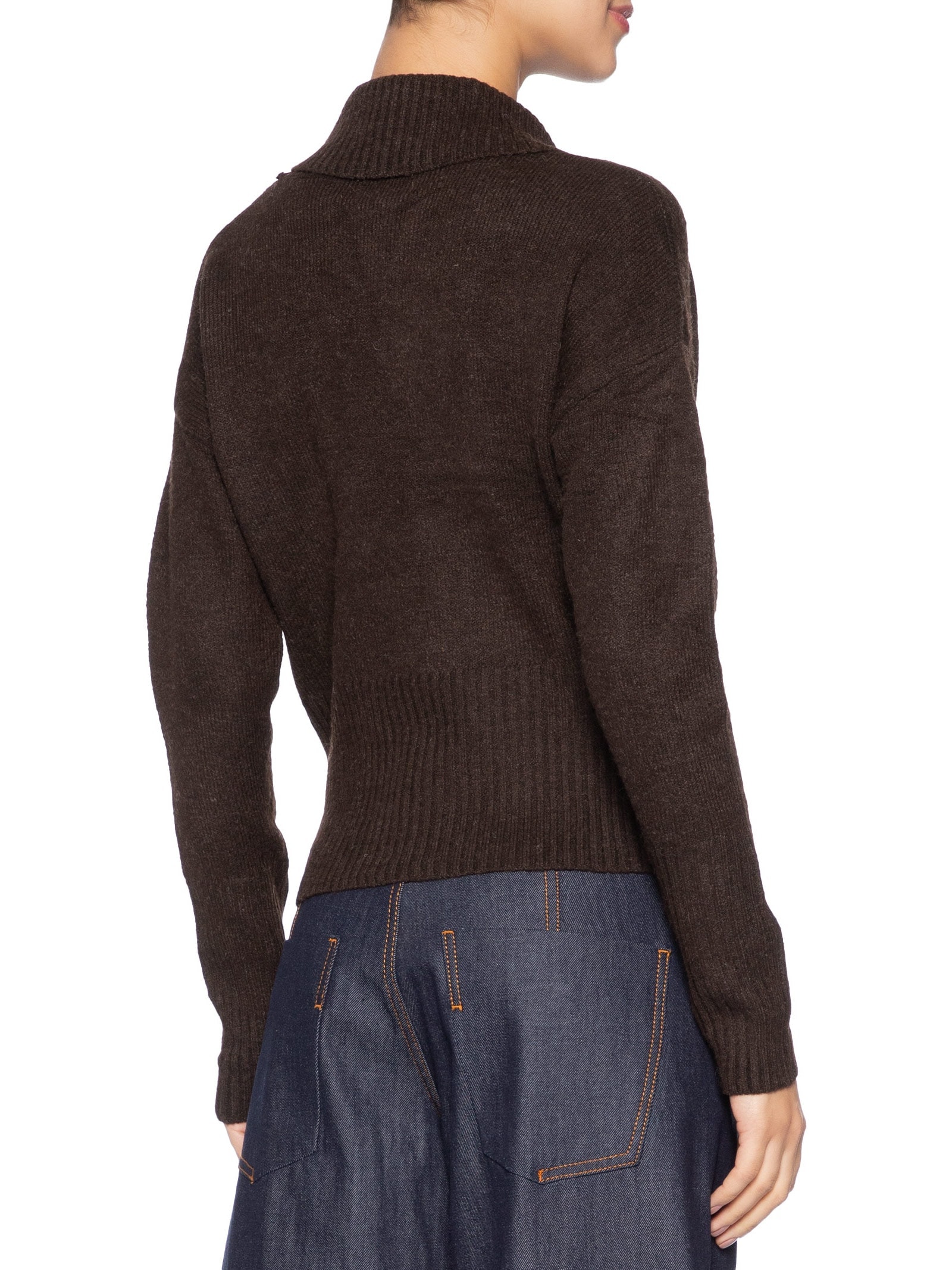 Blusa Feminina Transpassada em Tricot Marrom '2Essential