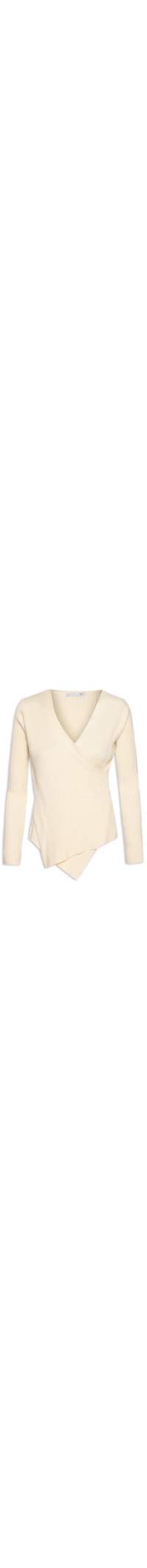 Blusa Feminina Transpassada em Tricot - Off White