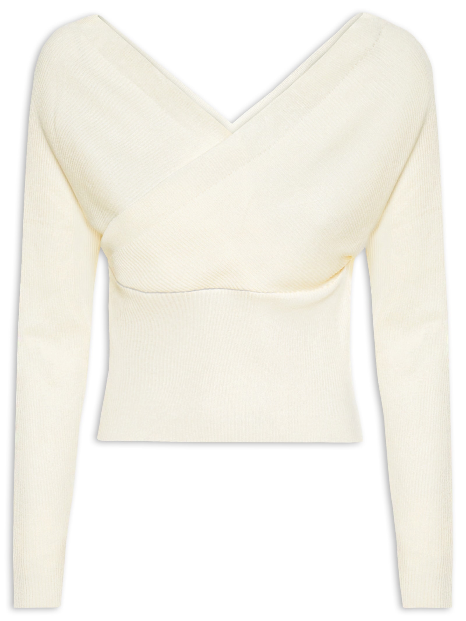 Blusa Feminina Transpassada Em Tricot Off White '2Essential